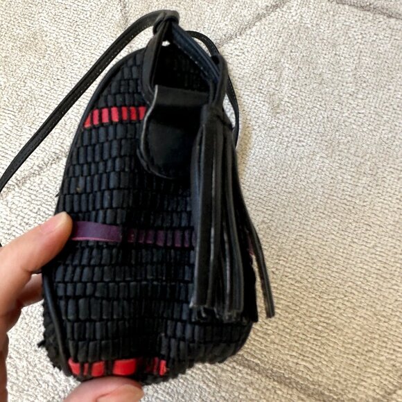 Vintage Filene's Italian Leather Woven Tassel Shoulder Bag - Picture 3 of 5